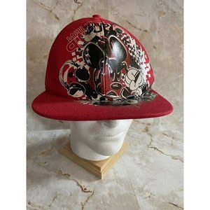 Disney Parks Red Mickey Hat Graffiti Turn Up Volume Baseball Cap Size Adult